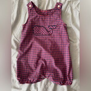 Vineyard Vines Red and Blue Gingham JohnJohn Romper